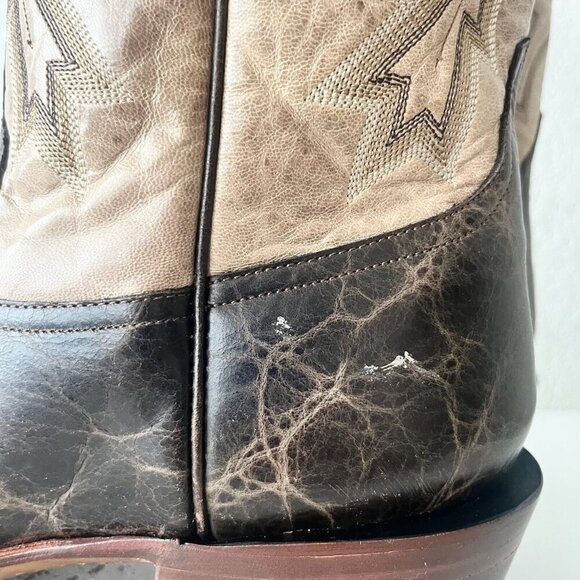 Rod Patrick Mens Cowboy Boots 14.5A Antique Mocha Bison Brown Western Blunt Toe - Picture 5 of 15